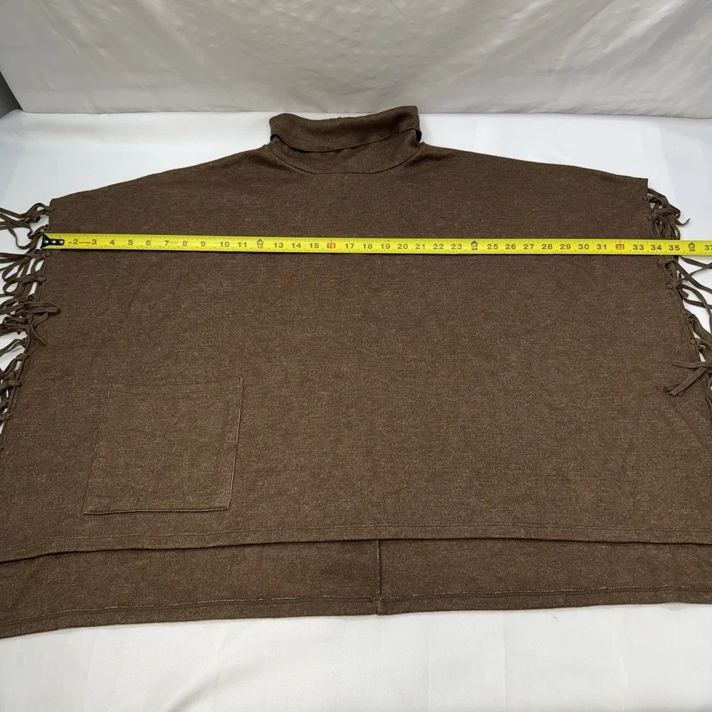 Back In the Saddle Women's Sweater Poncho‎ Fringe Brown OS Western Rodeo